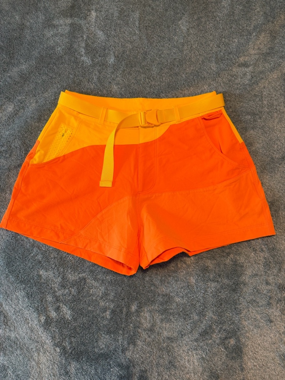 Outdoor Voices Rectrek 3" Inseam Yellow Orange Colorblock Shorts Size XS